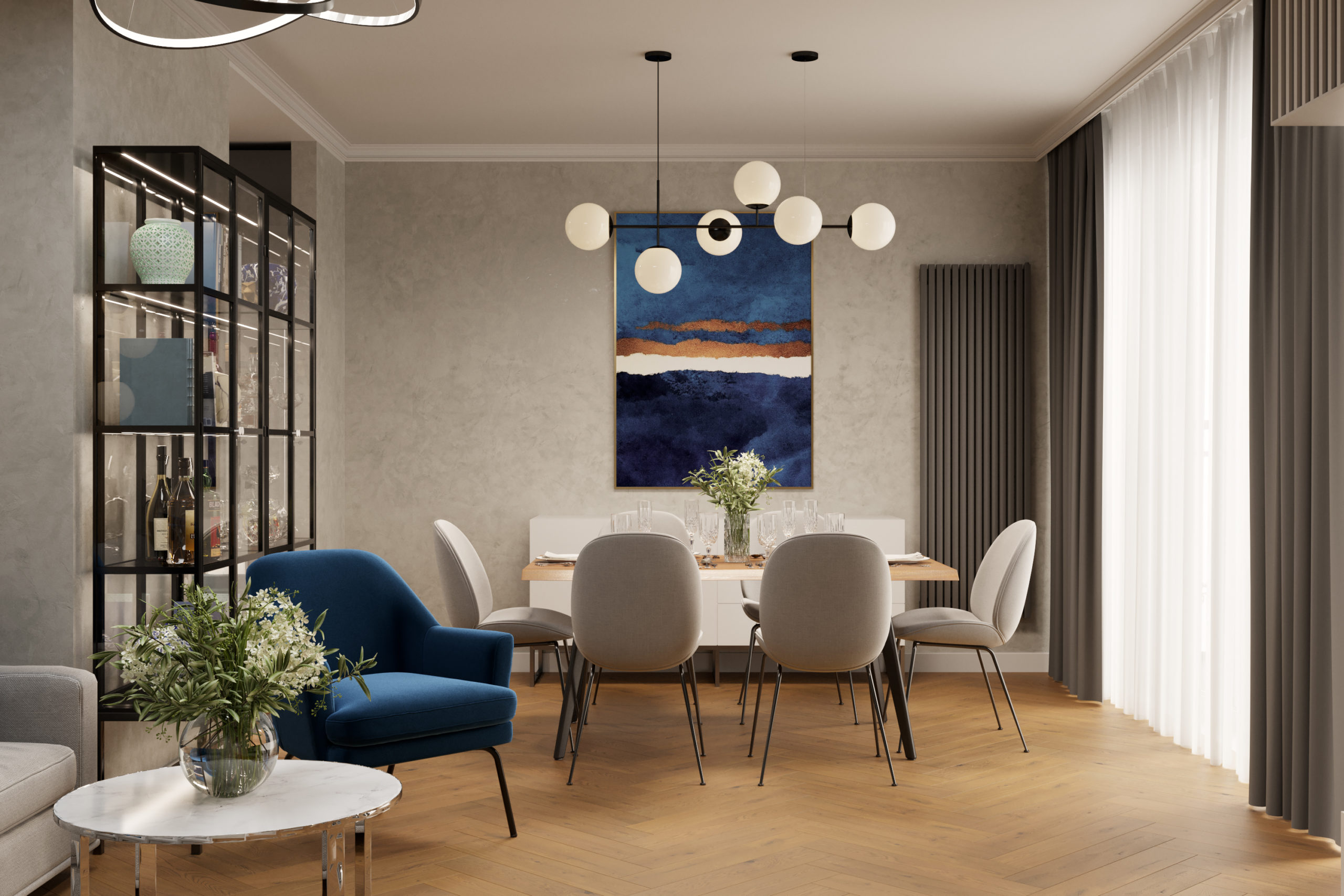 aranżacja salonu w nowoczesnym stylu fot. Senkoart Design