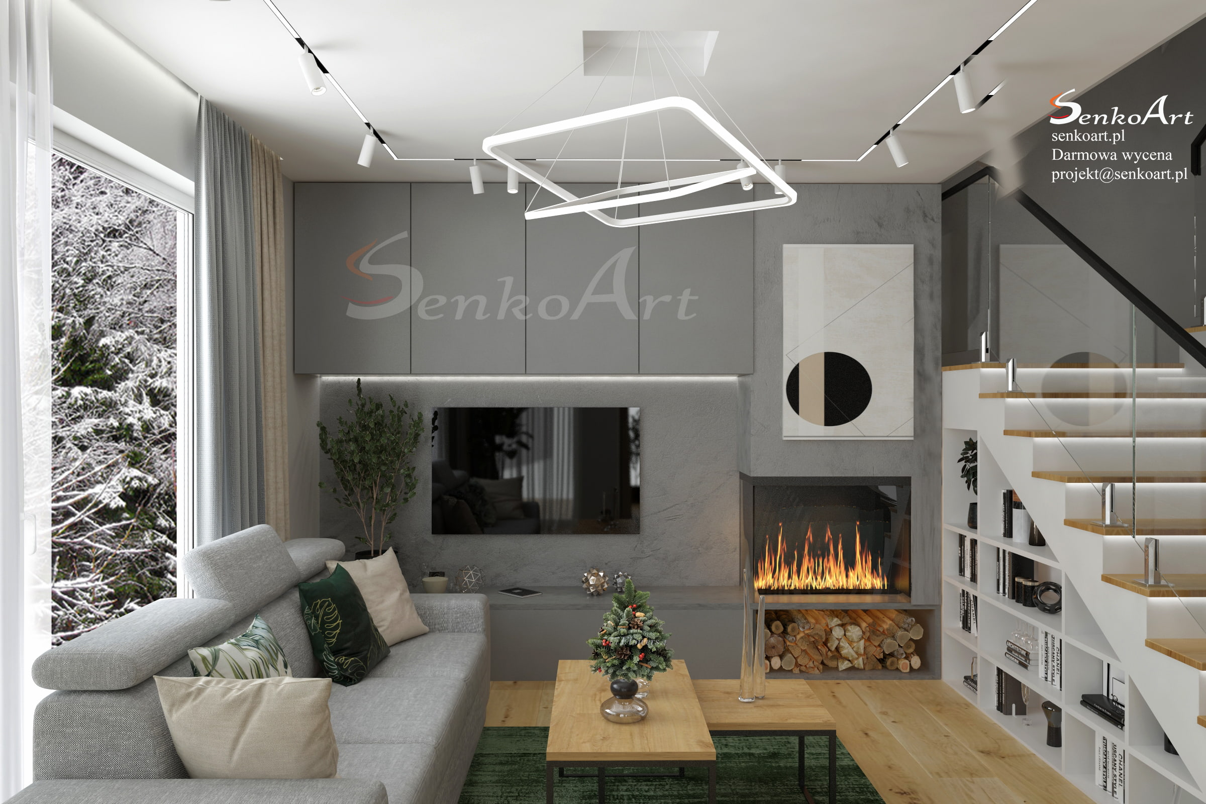 projekt salonu w domu jednorodzinnym