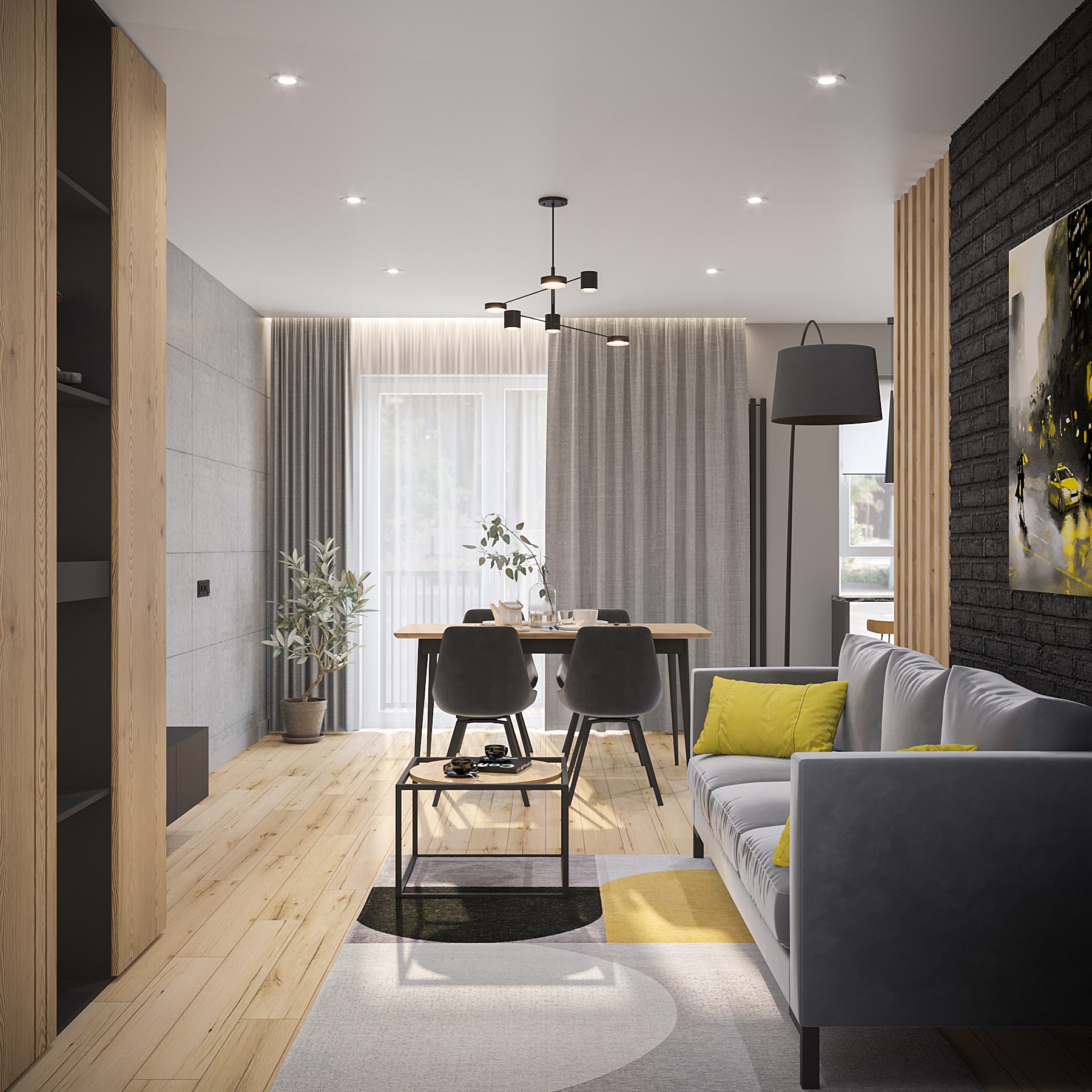 Salon w stylu loft