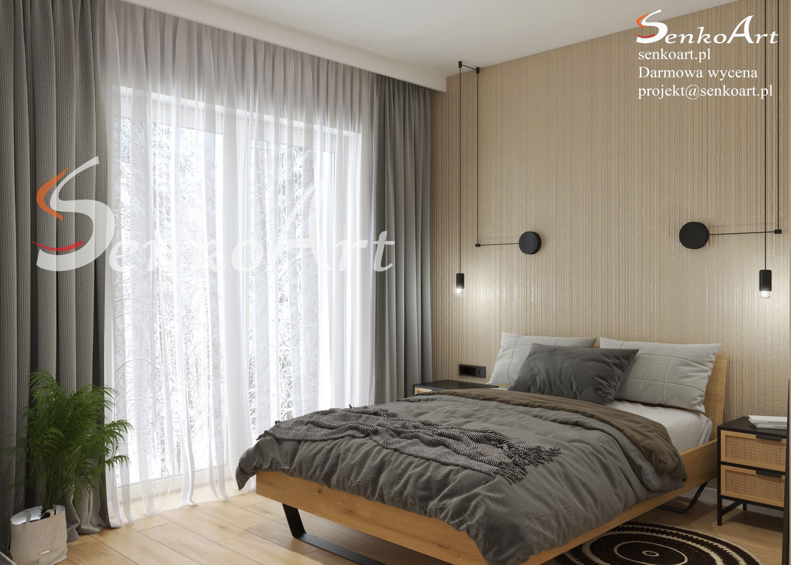 Projekt sypialni z elementami loft