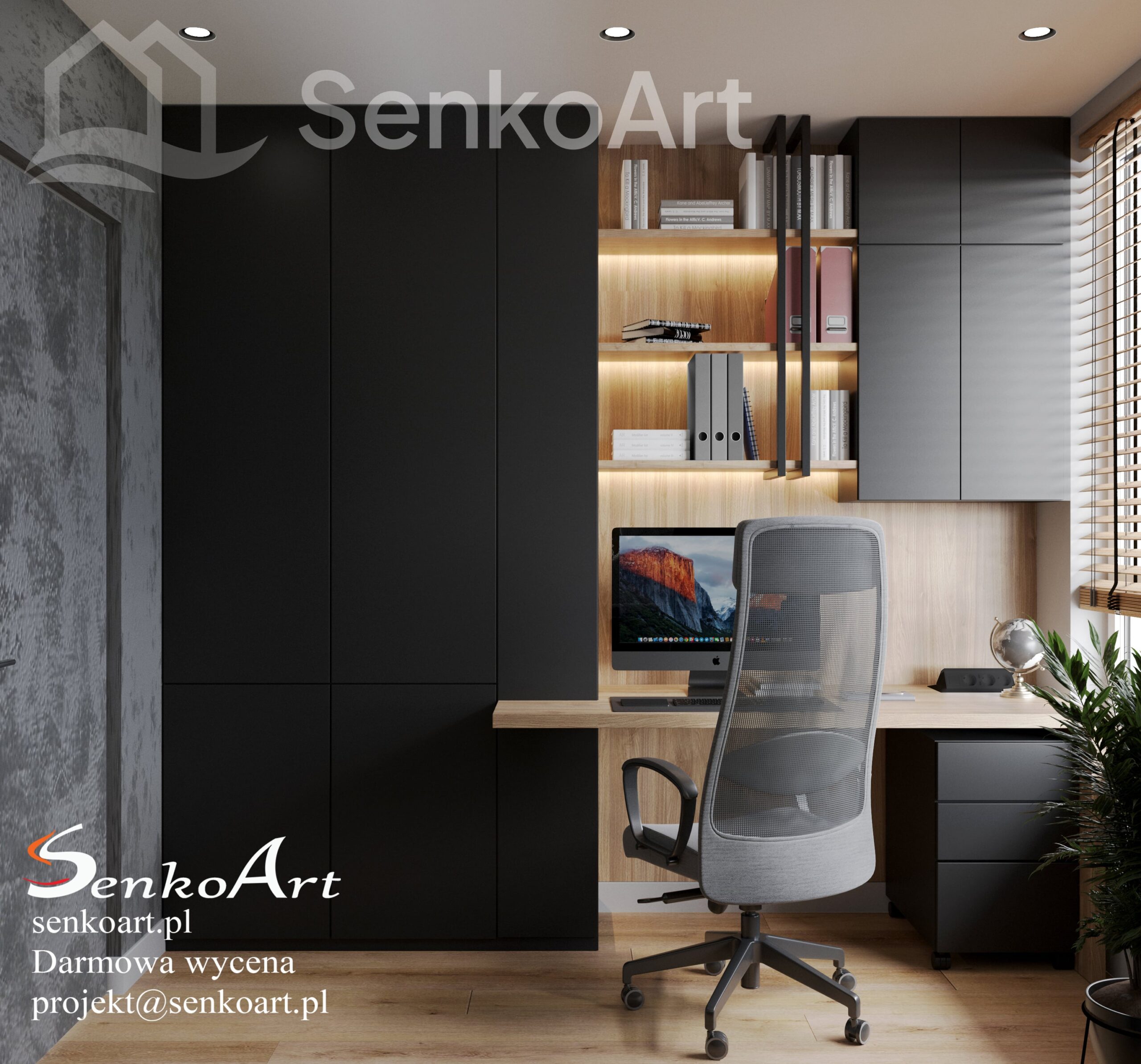 Nowoczesny projekt wnętrza gabinetu w stylu industrialnym